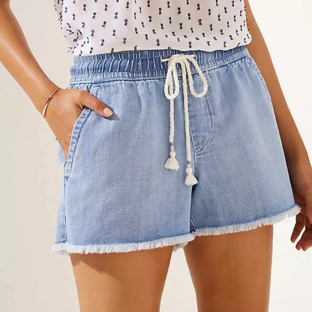 Loft Drawstring Frayed Shorts
